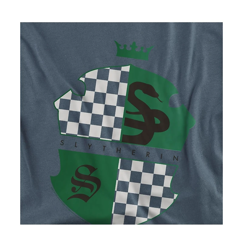 Harry Potter Men's Slytherin Checkered Shield Crest T Shirt
