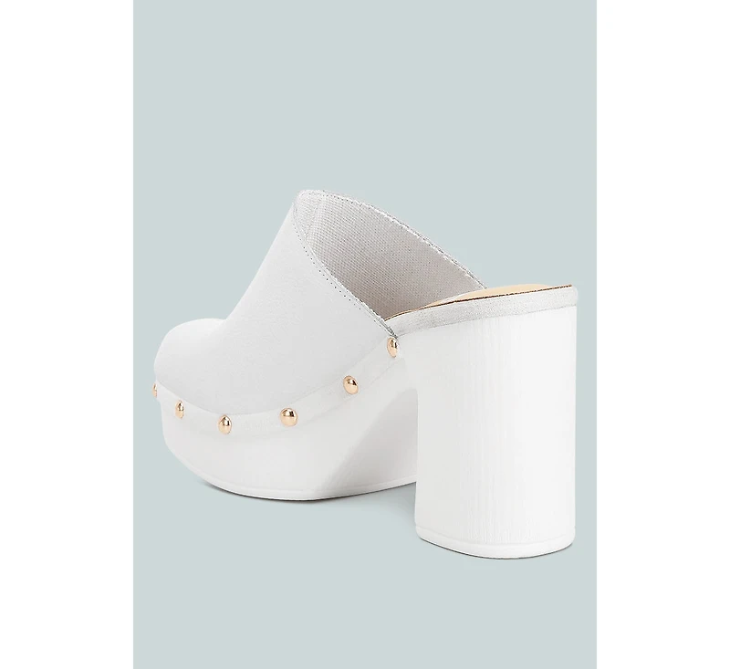 Benji Leather Clogs In White