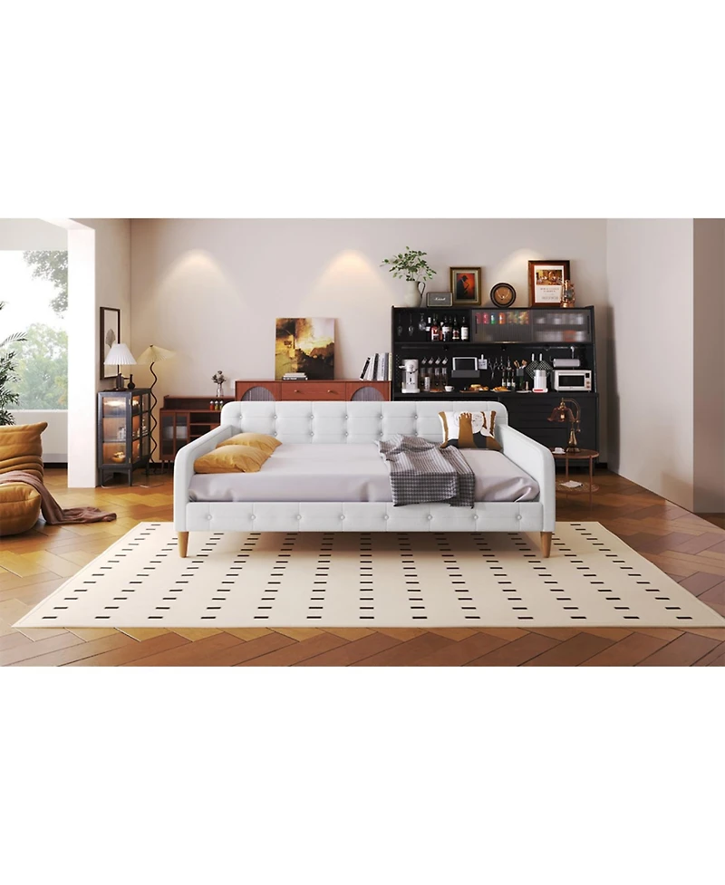 Streamdale Full Upholstered Daybed With 4 Support Legs, White