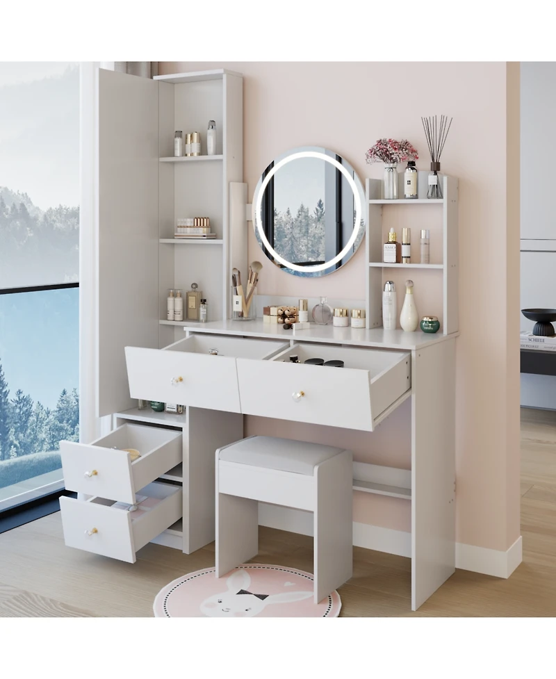 Streamdale Furniture Led Mirror Vanity Table Set