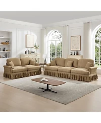 Streamdale Furniture Modular Sofa Set- Flared Arms, Removable Skirts, Light Coffee