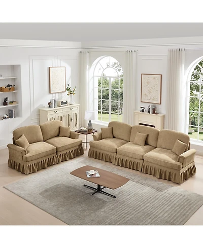 Streamdale Furniture Modular Sofa Set- Flared Arms, Removable Skirts, Light Coffee