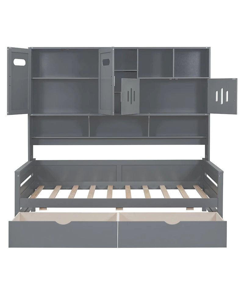 Streamdale Furniture Twin Daybed with Drawers, Cabinet, & Shelf