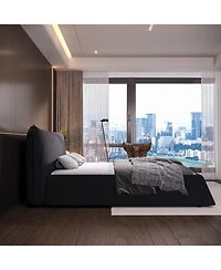 Streamdale Furniture Upholstered Platform Bed with Velvet Headboard