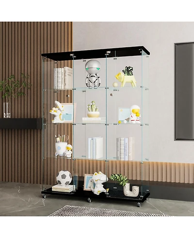 Streamdale Furniture Black Glass Display Cabinet | 4 Shelves | Living Spaces