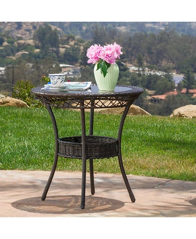 Streamdale Furniture Elegant Paea Multi Brown Pe 27" Glass Table A Classy Addition to Your Patio