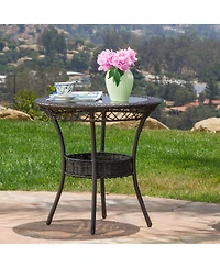 Streamdale Furniture Elegant Paea Multi Brown Pe 27" Glass Table A Classy Addition to Your Patio