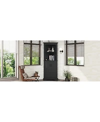 Streamdale Furniture Tall Black Corner Cabinet with Doors