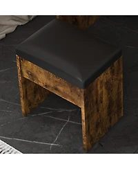 Streamdale Furniture Streamdale Vanity Table with Led Lights, Outlet, Stool - Compact Dressing Desk (Vintage