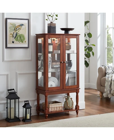 Streamdale Furniture Streamdale Lighted Curio Cabinet with Adjustable Shelves, Mirrored Back, Tempered Glass Doors and Storage Space