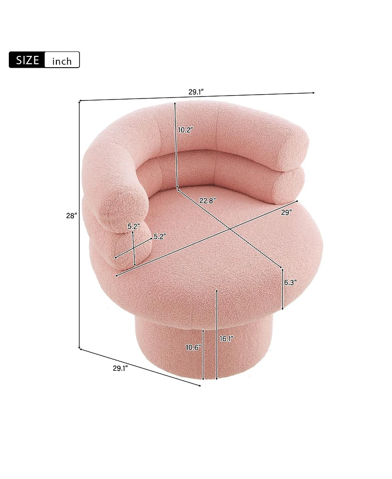 Streamdale Furniture 360° Pink Swivel Accent Chair for Living Room, Bedroom, or Small Space
