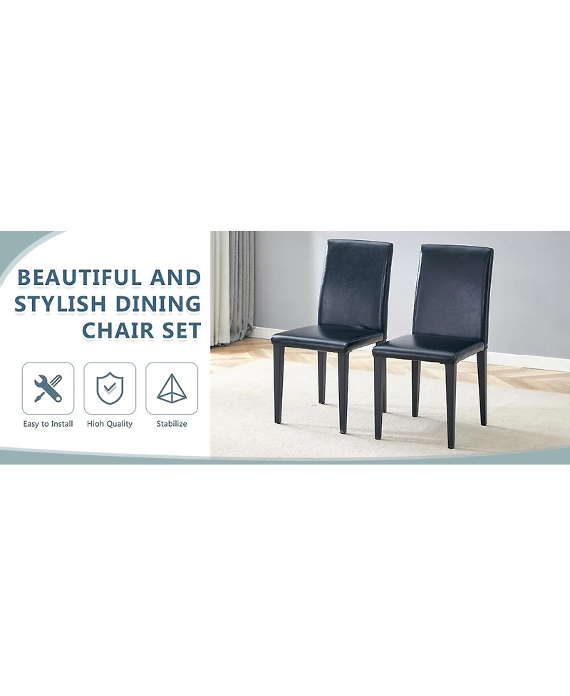 Streamdale Furniture Minimalist Pu Leather Dining Chair with Metal Legs