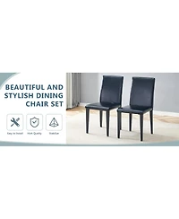 Streamdale Furniture Minimalist Pu Leather Dining Chair with Metal Legs