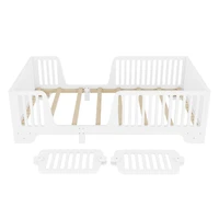 Streamdale Furniture Twin Montessori Floor Bed with Fence and Door
