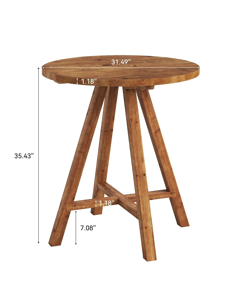 Tribesigns Solid Wood Bar Table, 31.5" Round Pub Bistro Table for Cafe, Dining Room, Kitchen, Living Room