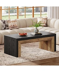Tribesigns Farmhouse Coffee Table for Living Room, Mid-Century Modern Coffee Table with Sturdy Base