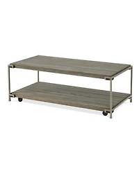 Streamdale Furniture Metal Frame Wood Living Room Coffee Table with Casters