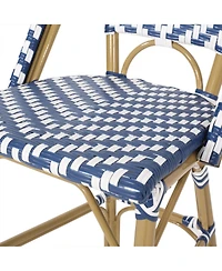 Streamdale Navy Blue/White Rattan Barstools (Set of 2)