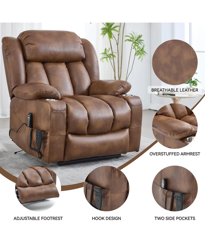 Streamdale Furniture Leatherair Power Lift Recliner 350 Lbs Massage