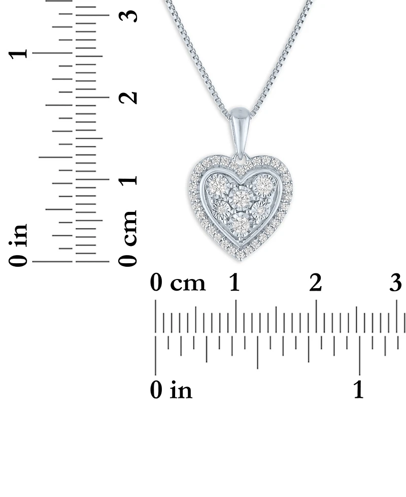 Macy's Heart Diamond Pendant Necklace (1/4 ct. t.w.) in Sterling Silver