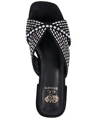 Gc Shoes Women's Elara Rhinestone Crisscross Flat Sandals