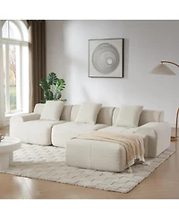 Streamdale Furniture Streamdale Modern L-Shaped Corduroy Sectional Sofa with Movable Ottoman