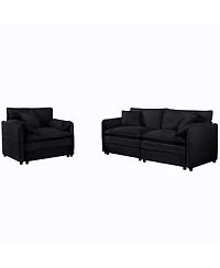 Streamdale Furniture Luxury 2-Piece Chenille Cloud Loveseat Set with 3 Pillows