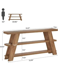 Tribesigns 70.9" Extra Long Console Table with Storage, 3-Tier Narrow Wooden Sofa Table Behind The Couch, Farmhouse Entry Foyer Table
