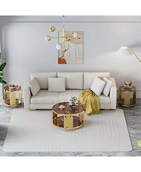 Streamdale Furniture 31.5" Modern Gold Coffee Table, Brown Tempered Glass, Stainless Steel Legs