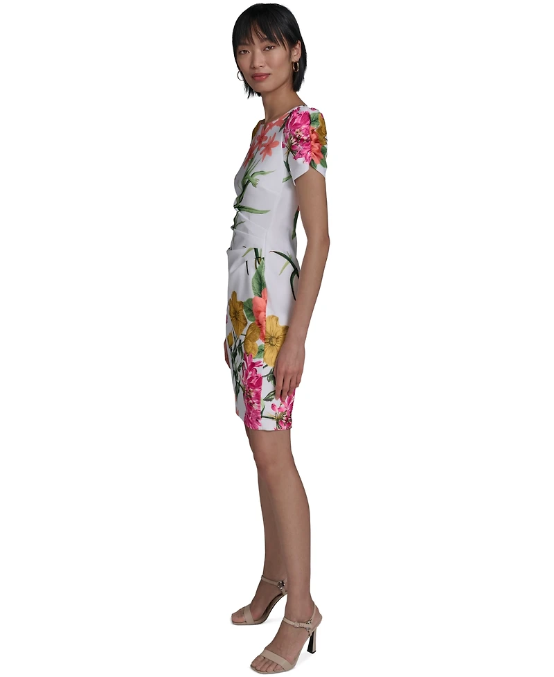 Karl Lagerfeld Paris Women's Printed Puff-Sleeve Dress