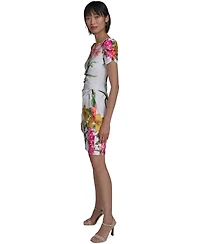 Karl Lagerfeld Paris Women's Printed Puff-Sleeve Dress