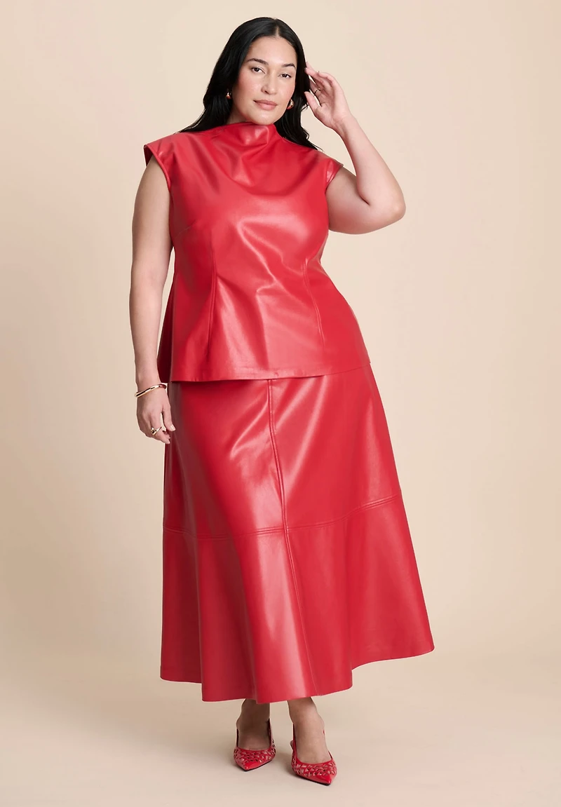 Eloquii Plus Faux Leather Midi Skirt