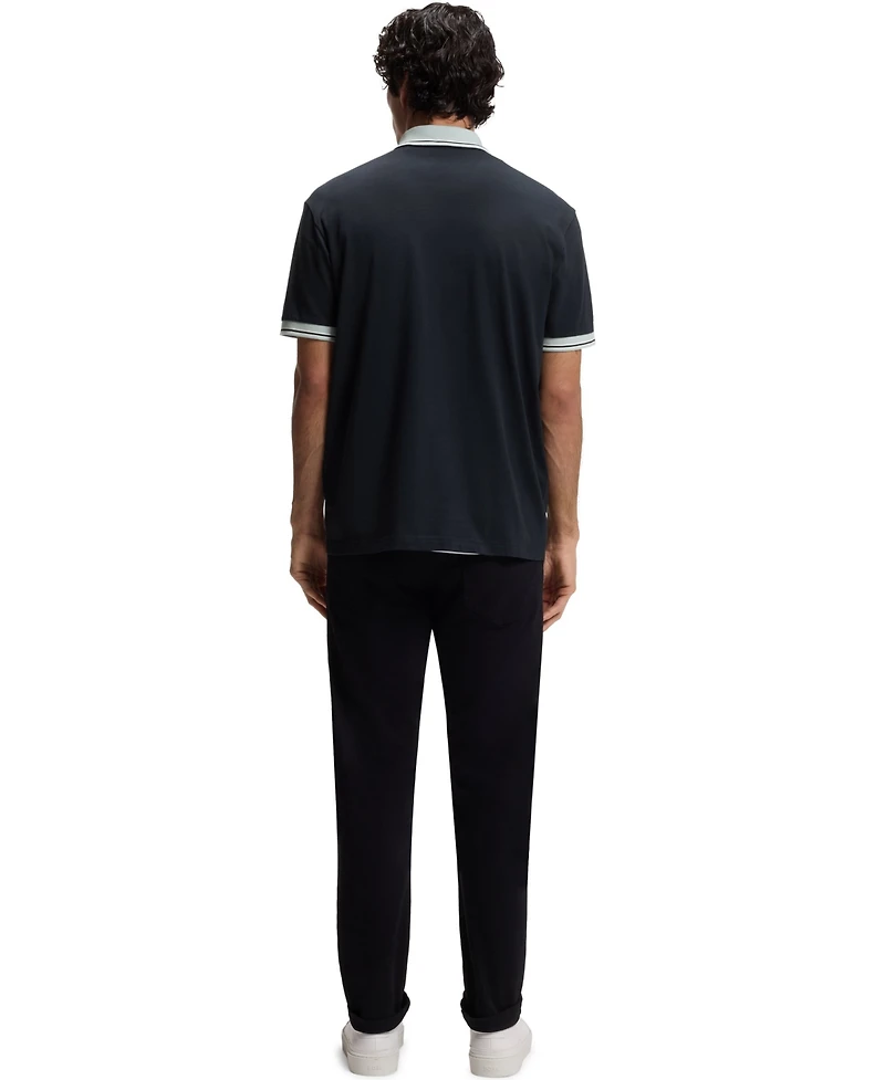 Boss by Hugo Men's Cotton-Jersey Stripe Trim Polo Shirt