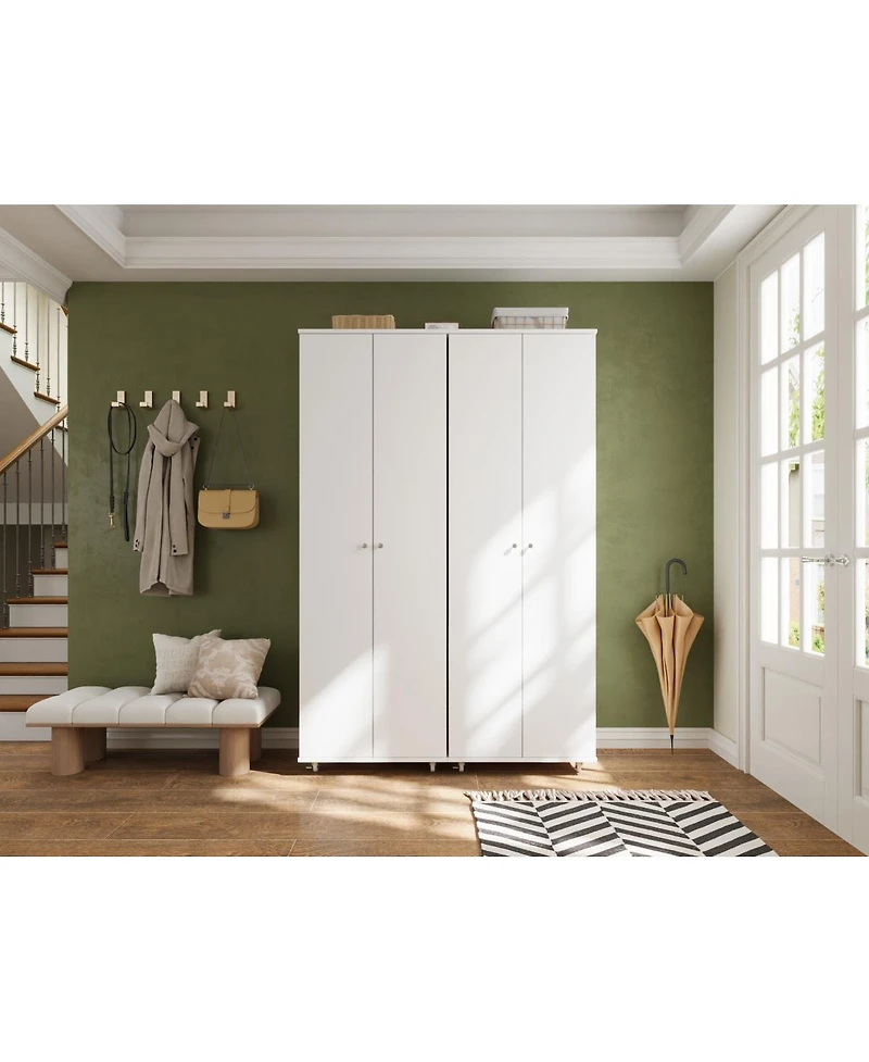 2-door shoe cabinet with Adjustable shelves, versatile storage, sturdy and durable, universal wheel design, four wheels, two brakes,black ra