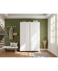 2-door shoe cabinet with Adjustable shelves, versatile storage, sturdy and durable, universal wheel design, four wheels, two brakes,black ra