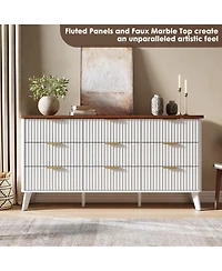 gaomon Fluted Dresser for Bedroom, 9 Deep Drawer Modern Wood Storage Chest
