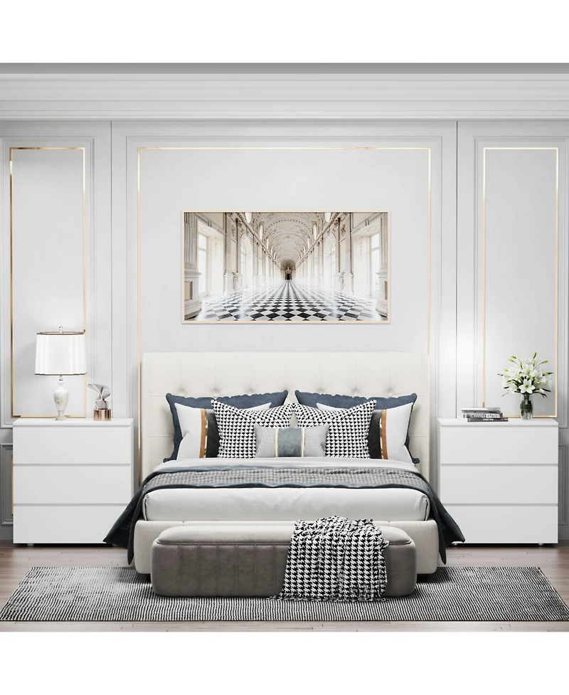 Homsee Wood 6 Drawers Chest of Drawers with Solid Wood Legs