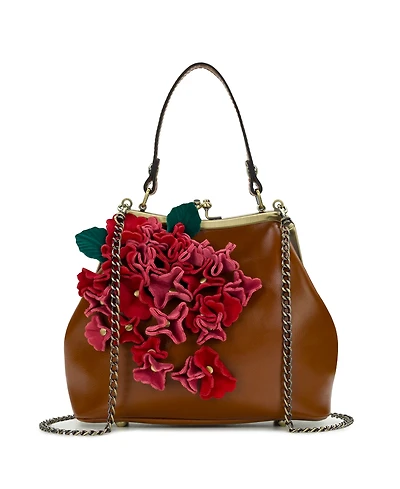 Patricia Nash Hydrangea Embellishment Small Laureana Frame Satchel Bag