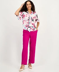 Kasper Women's Printed Ruffle-Sleeve Blouse