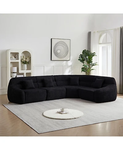 Streamdale Furniture Modern Luxury 123.2-inch Curved Chenille Modular Cloud Sofa.