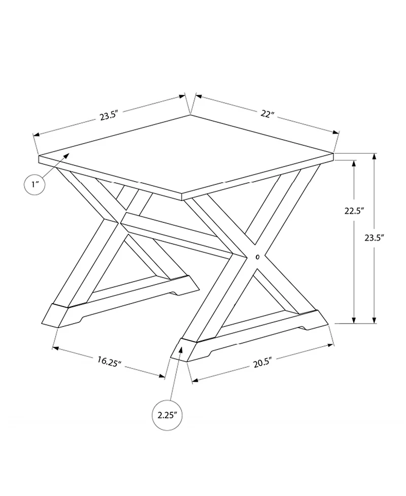 Streamdale Furniture Black Square Accent End Side Table Nightstand 22x23.5x23.5 in