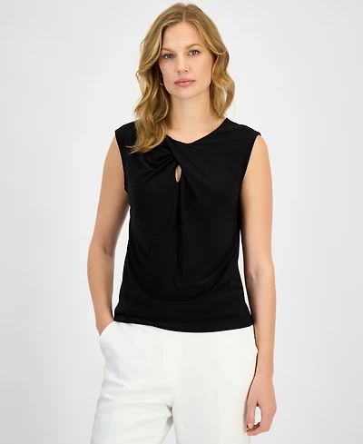 Kasper Petite Sleeveless Twist Neck Knit Top