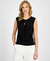 Kasper Petite Sleeveless Twist Neck Knit Top