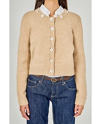 endless rose Women's Floral Button Knit Cardigan