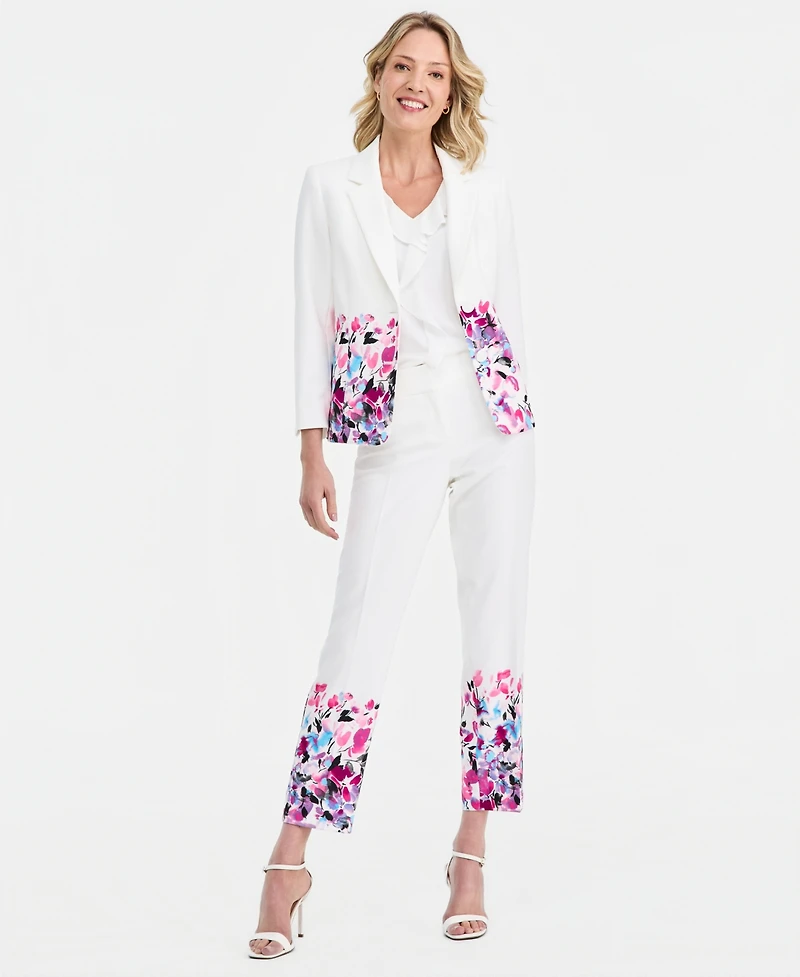 Kasper Women's Floral-Print Double-Button Blazer