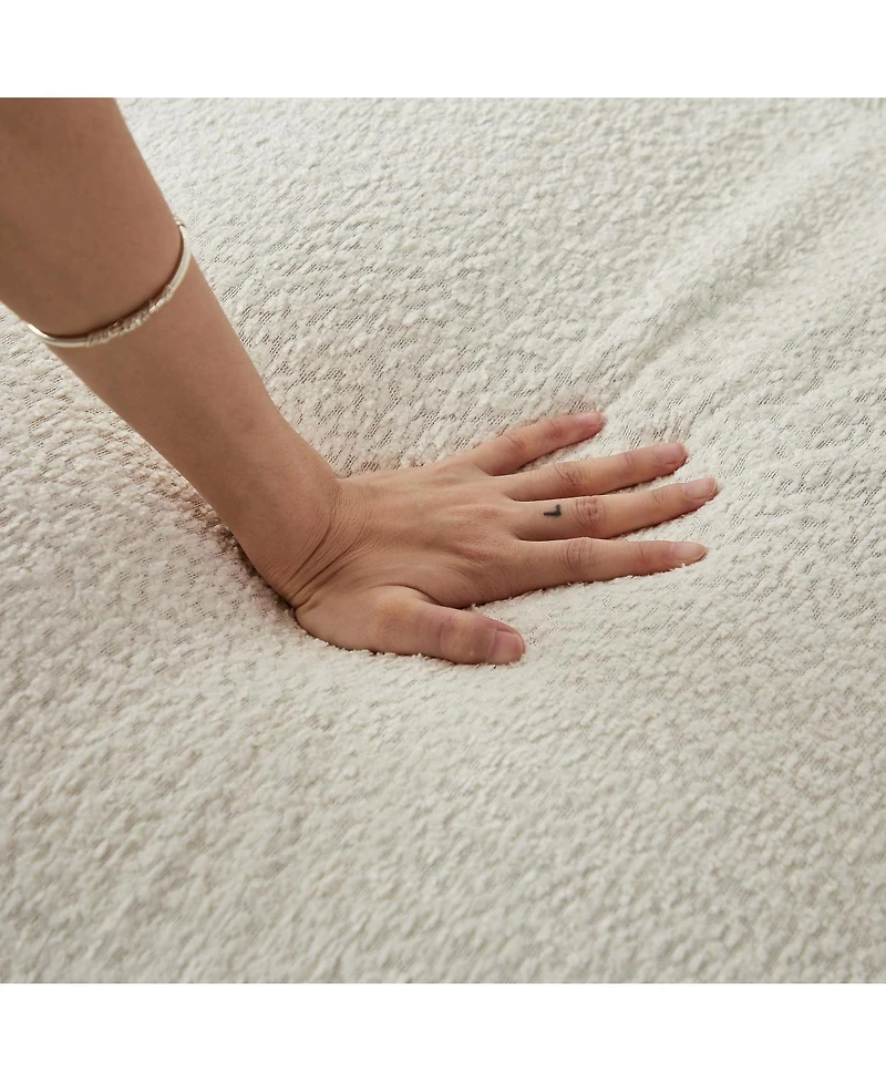 Streamdale Furniture Minimalist Button-Tufted Square Arm Three-Seater Sofa, Chenille, Snow White