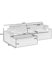 Streamdale Furniture Corduroy L-Shape Modular Sectional Sofa - Unfolds into a Bed