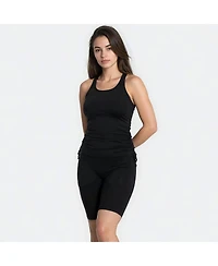 Calypsa Women's Maya Tankini Swim Top With Built-in Bra and High Waisted Long Bike Shorts