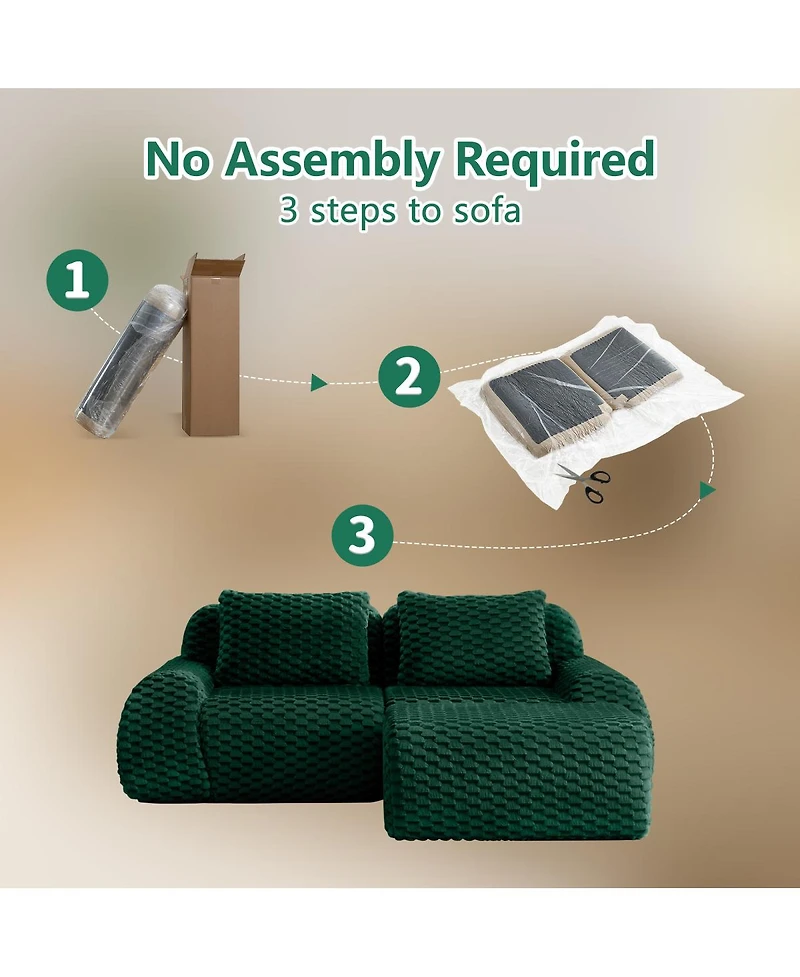 Streamdale Furniture 82" L-Shaped Flannelette Modular Sectional Sofa with Movable Ottoman