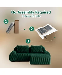 Streamdale Furniture 82" L-Shaped Flannelette Modular Sectional Sofa with Movable Ottoman